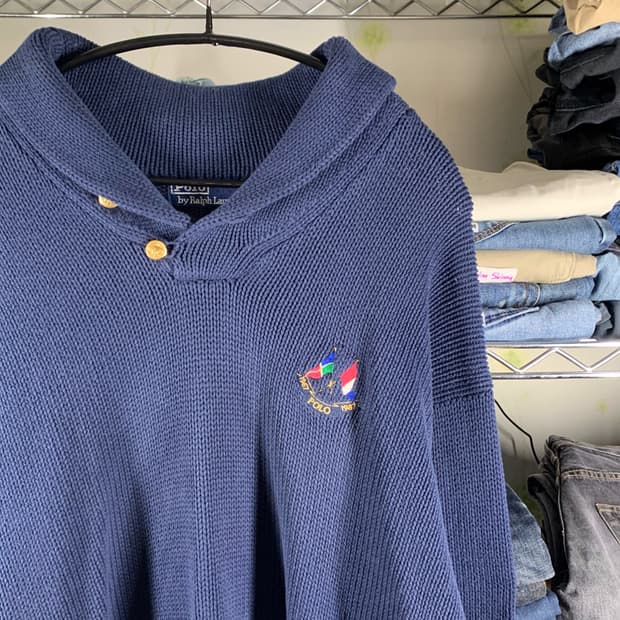 [표기 L, 실측 XL] 폴로 랄프로렌 숄카라 니트