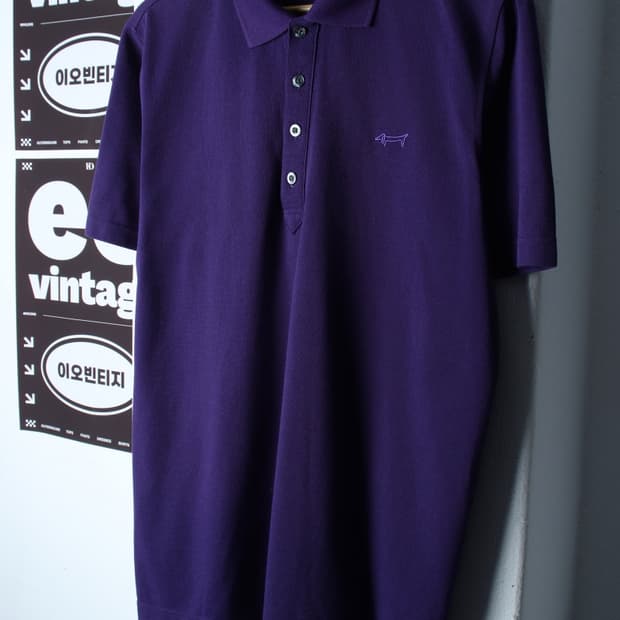 (L-XL) 루이까스텔 반팔 카라 티셔츠 골프 기능성 퍼플-H35179