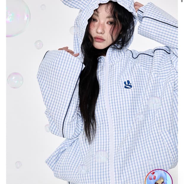 Yegg check windbreaker skyblue 팝니다