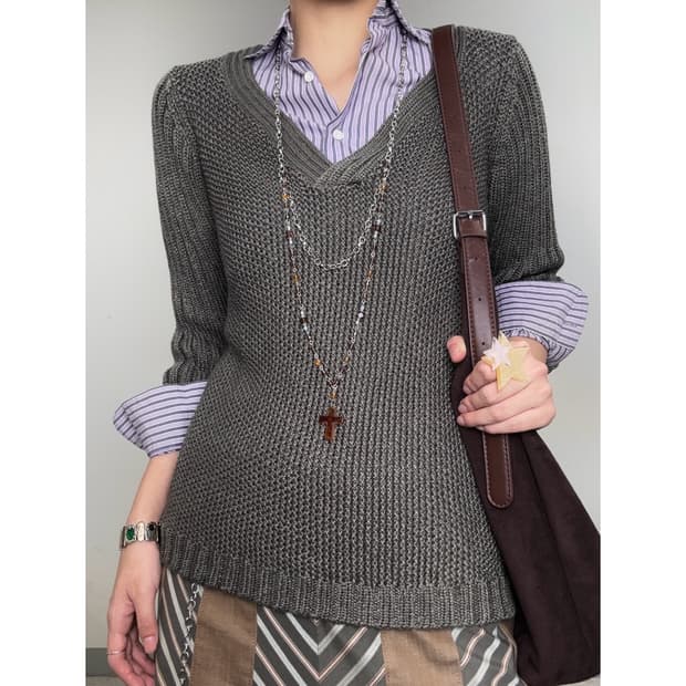 빈티지 카키 니트