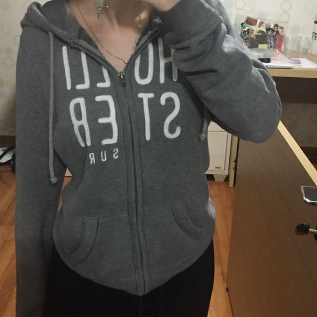 홀리스터 그레이 후드집업