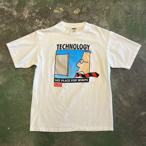 90's 딜버트 테크놀로지 싱글스티치 빈티지 티셔츠 Oneita 오네이타