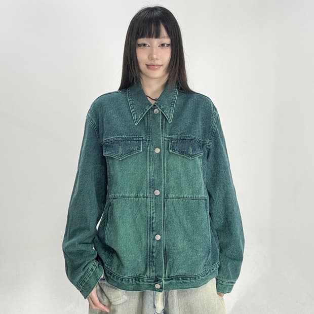 Vtg 그린 데님자켓