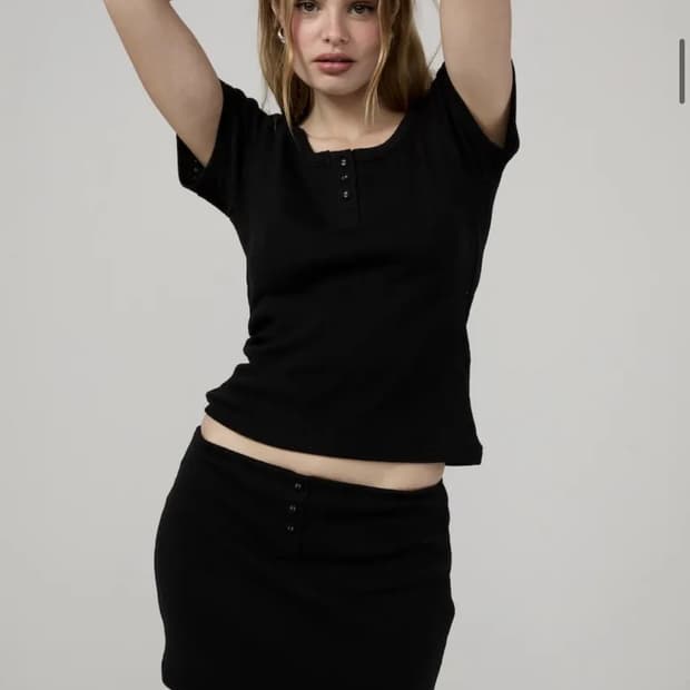 PROVINCE EYELET MINI SKIRT (BLACK, M )