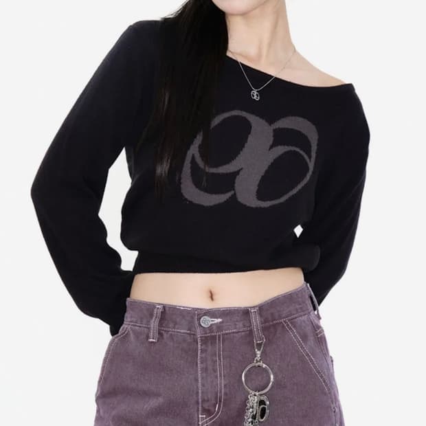 애즈온 보트넥 니트 블랙