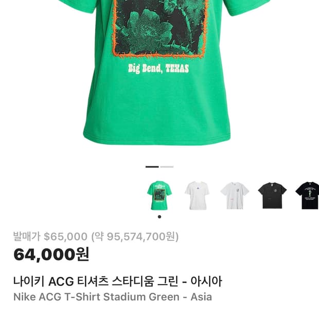 나이키 ACG 티셔츠 스타디움 그린 (새제품.XL)