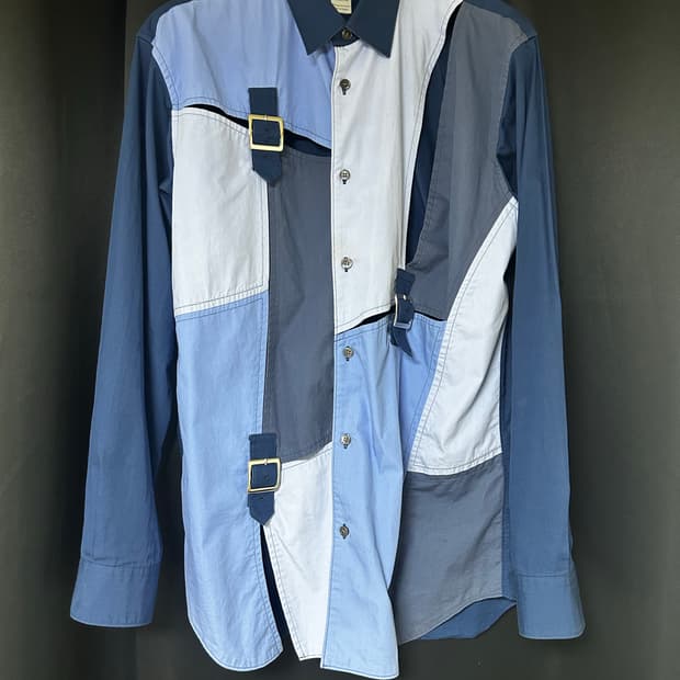 꼼데가르송 셔츠 컬러블록 버클 셔츠 L