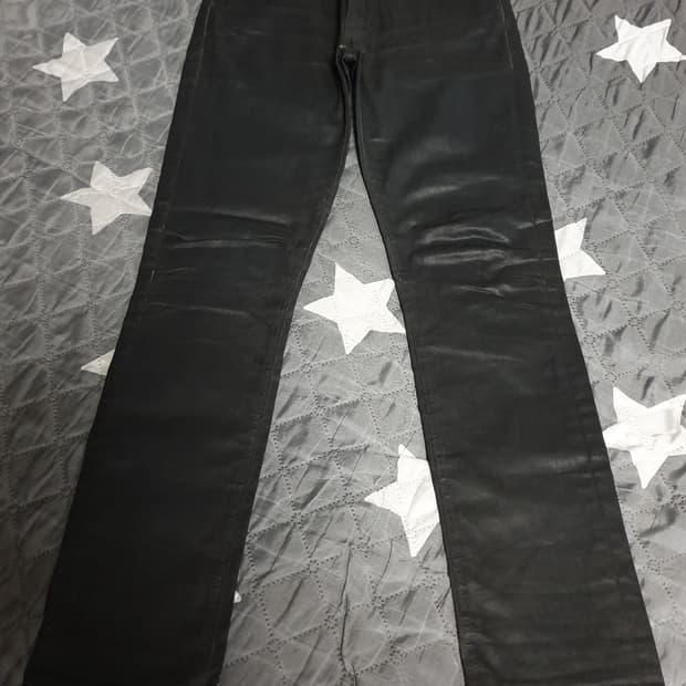 (한정판) 누디진 타이트 롱존 백투블랙 코팅진 팬츠 (29x32)