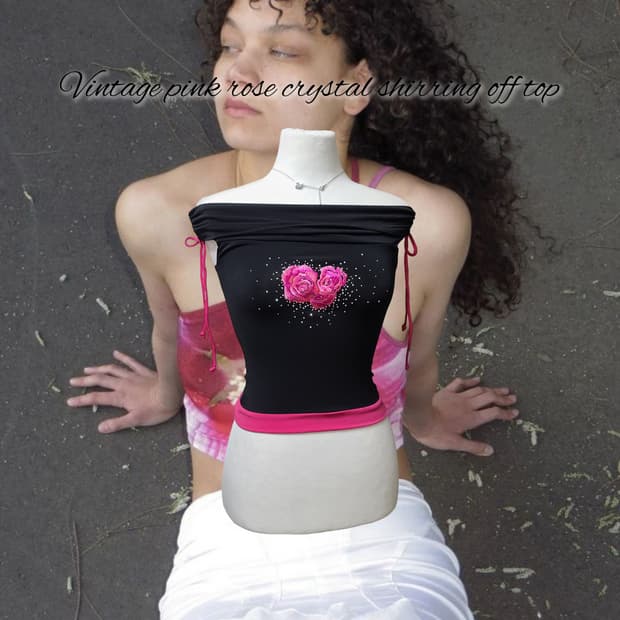 Vintage pink rose crystal shir
