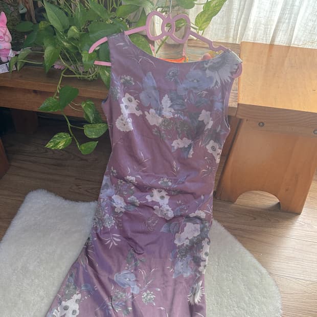 빈티지 퍼플 플라워 원피스 히메갸루 대장템 핀터깔 달천깔 발레코어