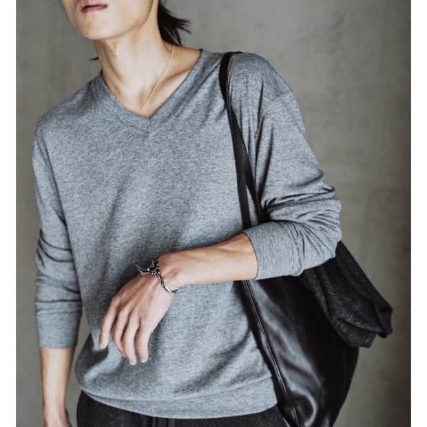 [사이즈 교환 저 L->M]모노프리베 브이넥 슬리브 차콜