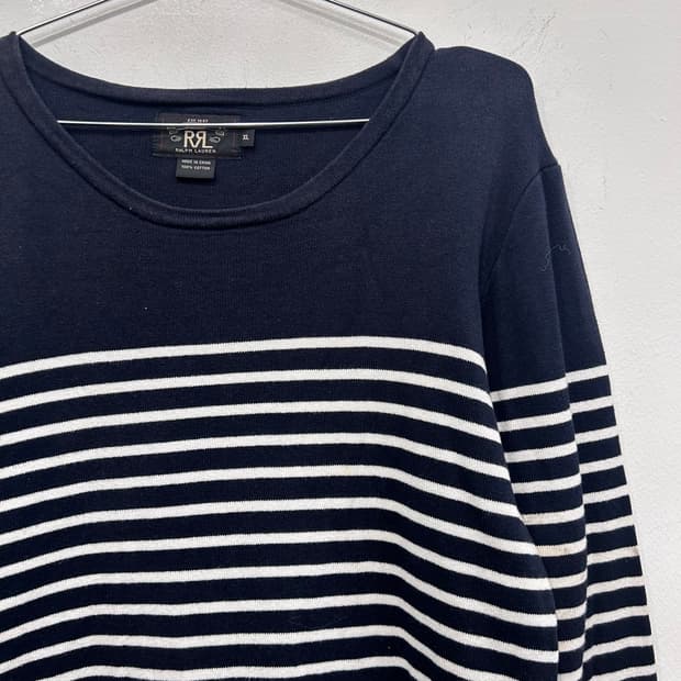 더블알엘 네이비 스트라이프 니트 슬리브