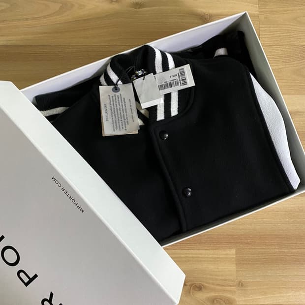 골든베어 / 테디자켓 바시티 검흰 / S (95-1