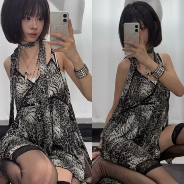 🎸레오파드 레이스 슬리브리스🎸
