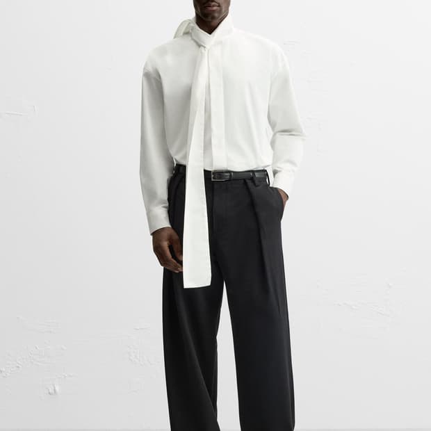 자라 릴랙스드 핏 리본 셔츠