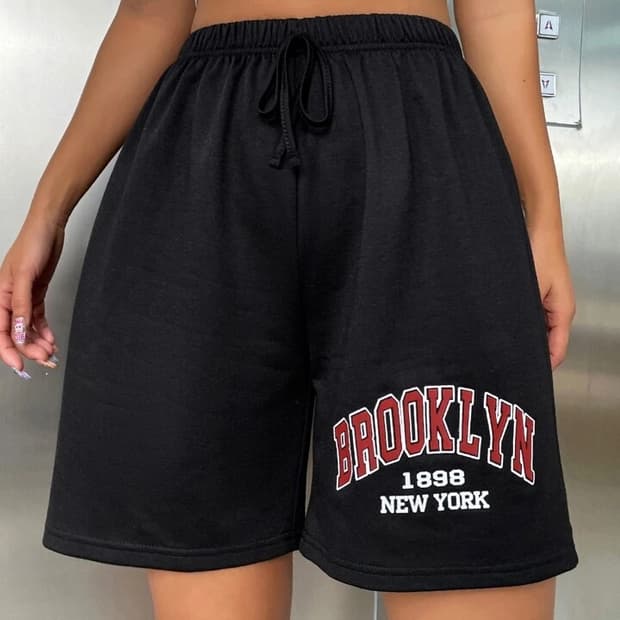 [s] 브루클린 프린팅 블랙 반바지