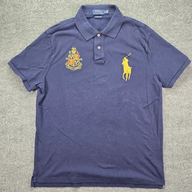 폴로 랄프로렌 빅포니 크레스트 카라티 네이비 골드