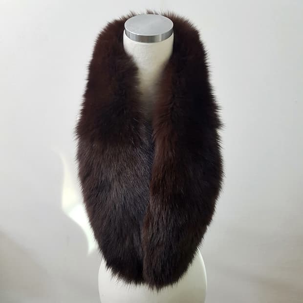 SAGA FOX 리얼 폭스 모피 머플러 브라운