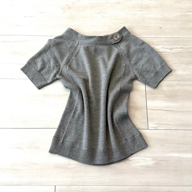 Courrèges Gray Shimmer Half Sleeve Knit