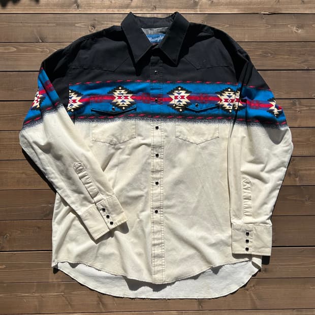 [2XL] 90s 랭글러 나바호 패턴 웨스턴 셔츠