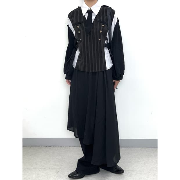 빈티지 블랙 쉬폰 스커트