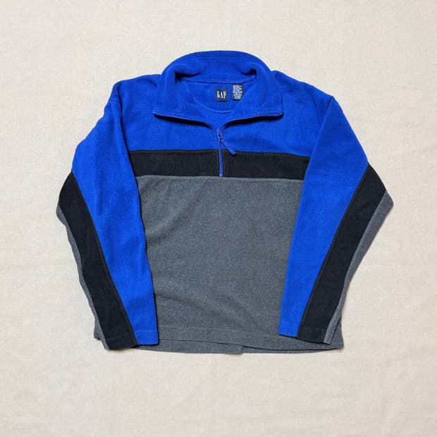 올드 갭 컬러 블록 하프 집업 플리스 풀오버 90s