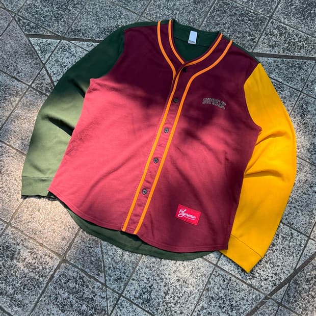 Supreme 18FW Color Blocked Baseball Shir