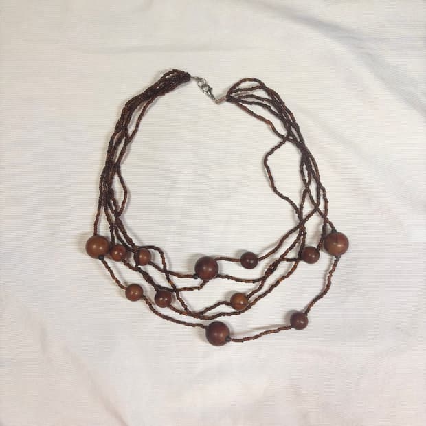 빈티지 모리걸 하구미 히피 우드 레이어드 목걸이