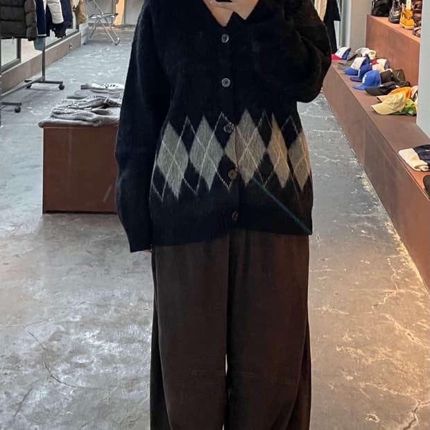 토니웩 아가일 니트 가디갼