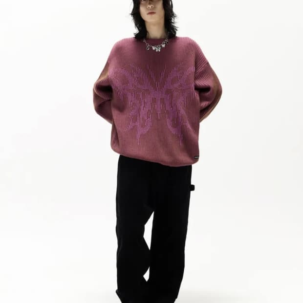 크리틱 버터플라이 니트 스웨터 브라운 M