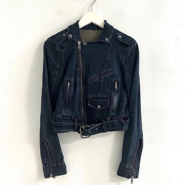shop502 샵오공이 파우닝 큐빈티지 빈티지 00s 데님 라이더 자켓