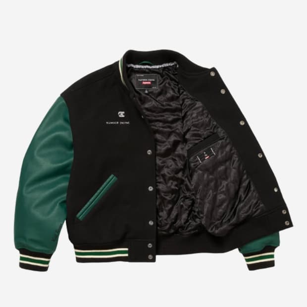 슈프림 x 넘버나인 미키 바시티 자켓 블랙 