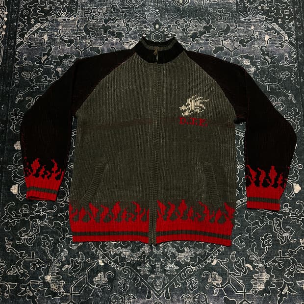 Japanese vintage dragon wool knit zip up