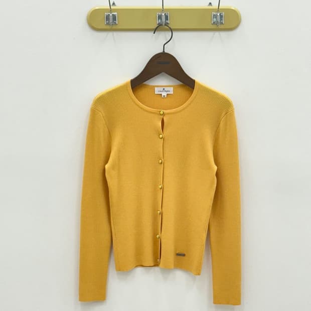  courreges / 꾸레쥬 옐로우 골지 가디건