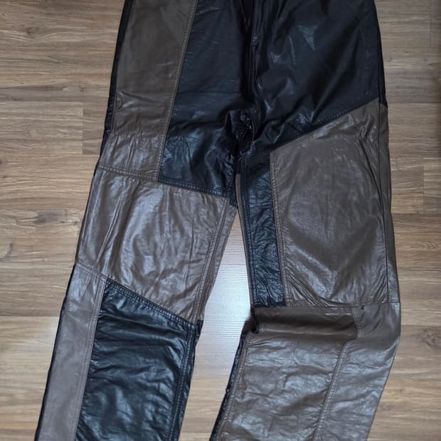 메종미네드 비건레더 패치워크 팬츠