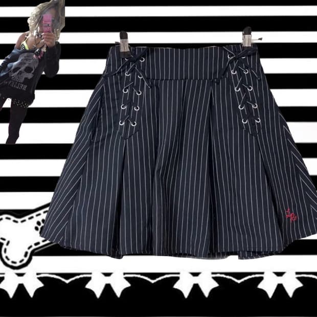 스트라이프 스커트 y2k 펑크 로걀 히메갸루 오네갸루 일본브랜드