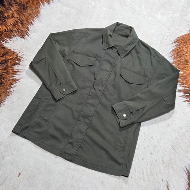 빈티지 카키 옆트임 셔츠 집업