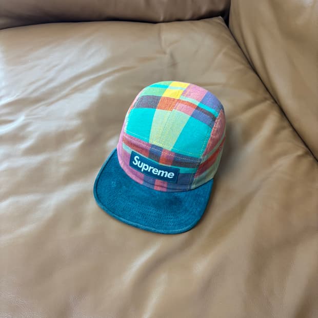 Supreme 슈프림 캠프캡 모자 (Teal Blue Check)