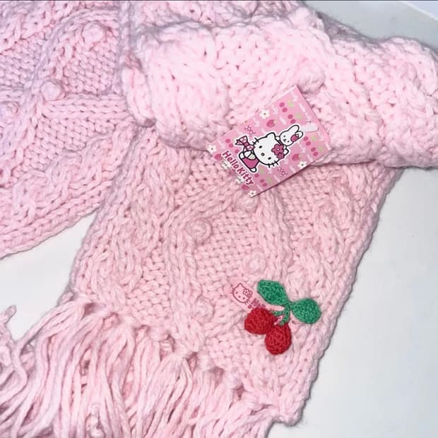 (2005) 고전 체리 키티 니트 머플러