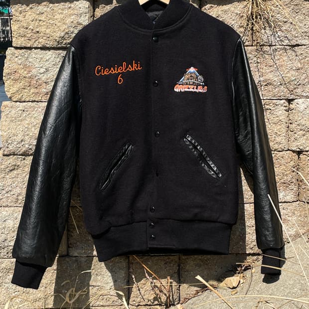 90's 레더 바시티 자켓