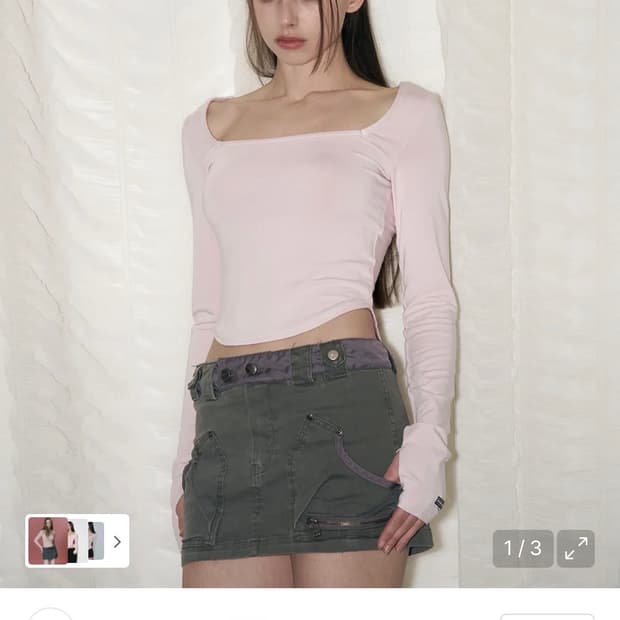 플리즈노팔로우 롱슬리브 긴팔티 jina SquareNeck Long Sl