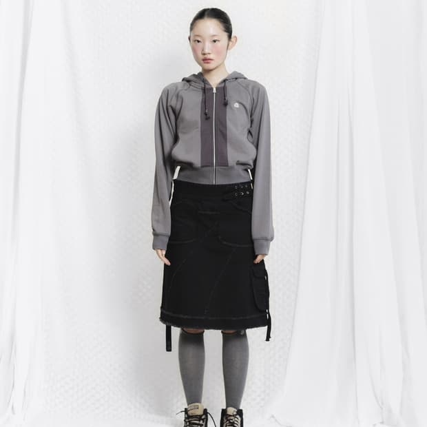 FLOWER POCKET SKIRT-BLACK