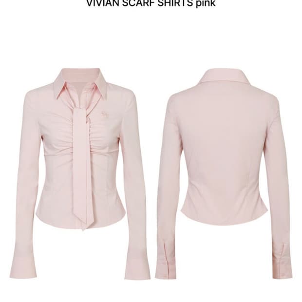 페인오어플레져 비비안 스카프 셔츠 핑크 m
