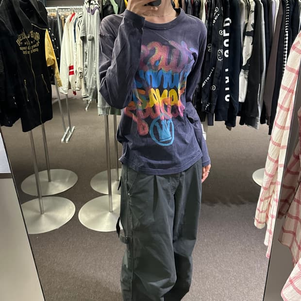 S)스투시 빈티지 프린팅 롱슬리브