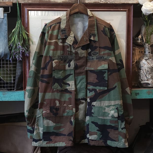 90s 미군 BDU 카모셔츠 우드랜드 라지 래귤러