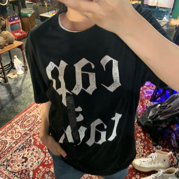 [중고] CAP TAIN 레터링 그래픽 티셔츠 반팔 L