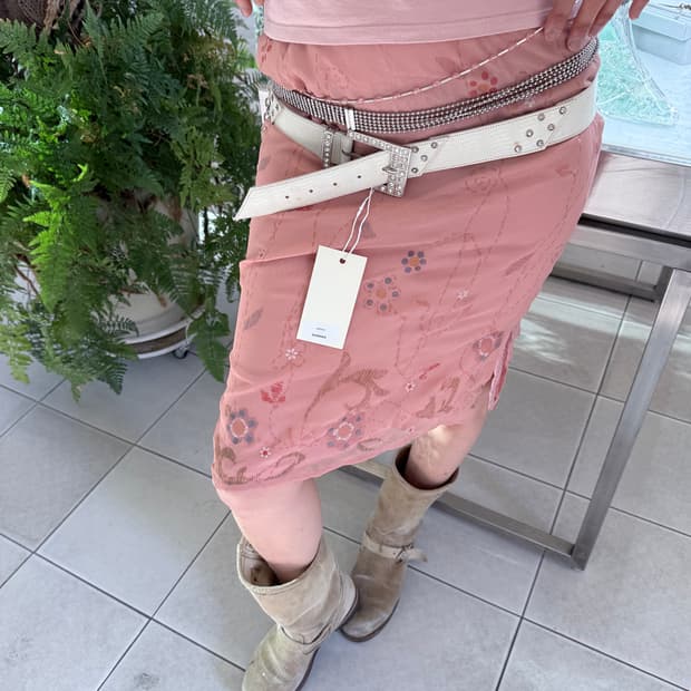 flower stitch print skirt