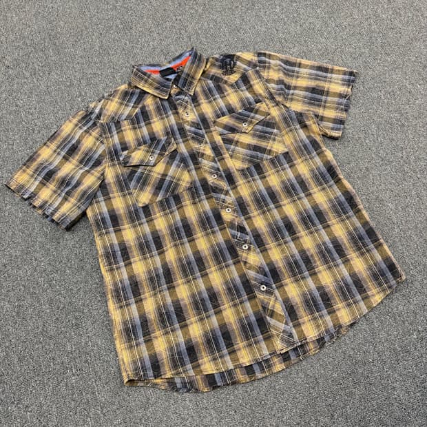 XL) 할리데이비슨 빈티지 체크 반팔 셔츠