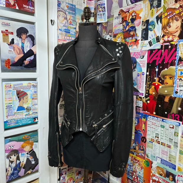 빈티지 리얼레더 헤체주의 펑크 라이더 자켓