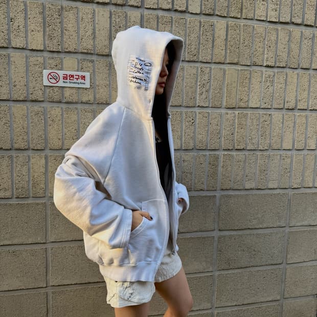 베트멍 18S/S 컬렉션 올 화이트 라벨 후드집업